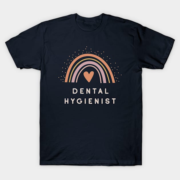 Dental Hygienist - Boho casual rainbow dark Design T-Shirt by best-vibes-only